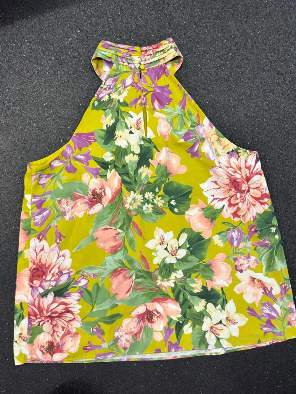 Express Floral Halter Neck Tank Top - Green Pink Floral Floral Lined - Picture 10 of 11